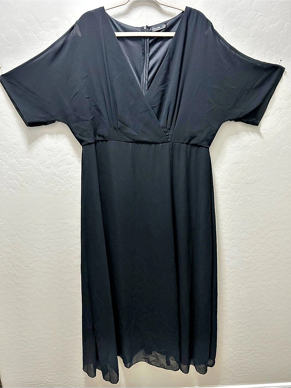SHEIN CURVE Black Sheer Overlay Midi Dress Size 3XL